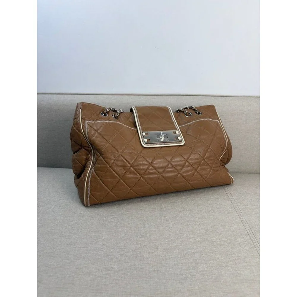 CHANEL Camel Aged Calfskin Reissue Shopping Tote Large SHW